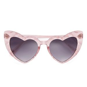 Betsey Johnson Women's Brea Sunglasses Heart Shaped Clear Pink